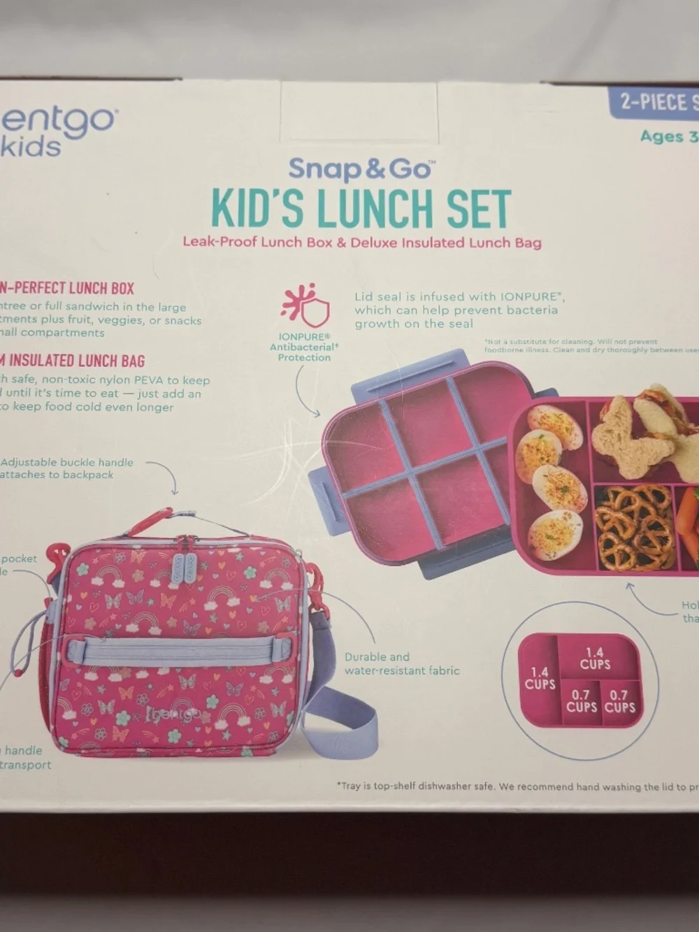 🦋Bentgo Kids Snap & Go 2-Piece Lunch Set - Butterflies & Rainbows🦋 - Picture 7 of 7